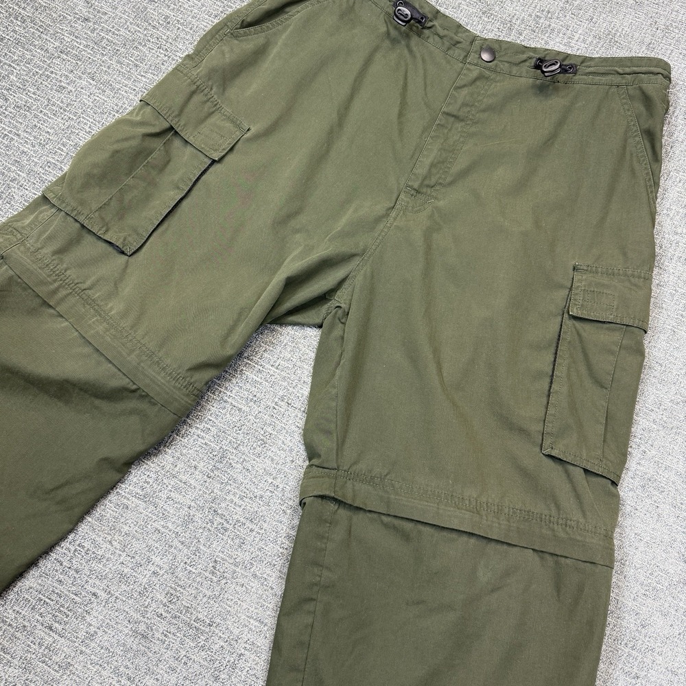 No Fear Cargo Pants Men's XL Green Convertible Zip Off Hiking Outdoor Y2K